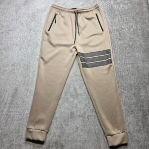 Public Record Mens Khaki Black Mesh Stripe Tech Jogger Pants‎ F-ROGER-YM Large